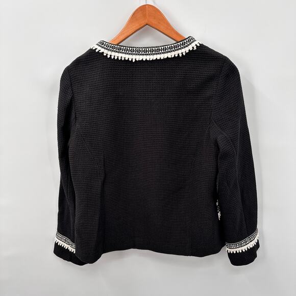CHICO'S Black Embroidered Trim Blazer // M - Picture 7 of 8